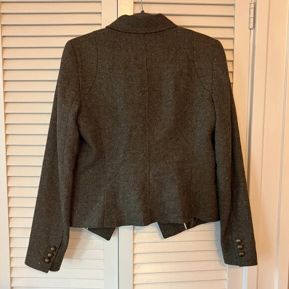 Banana Republic women's jacket 8 wool blend olive speckled brown military - Picture 6 of 11